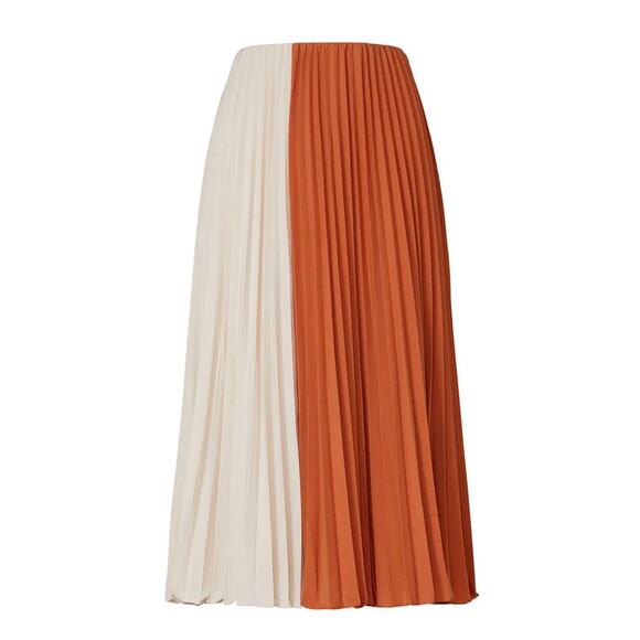 Tome NYC Orange and Cream Two Tone Midi Skirt L - Picture 4 of 8